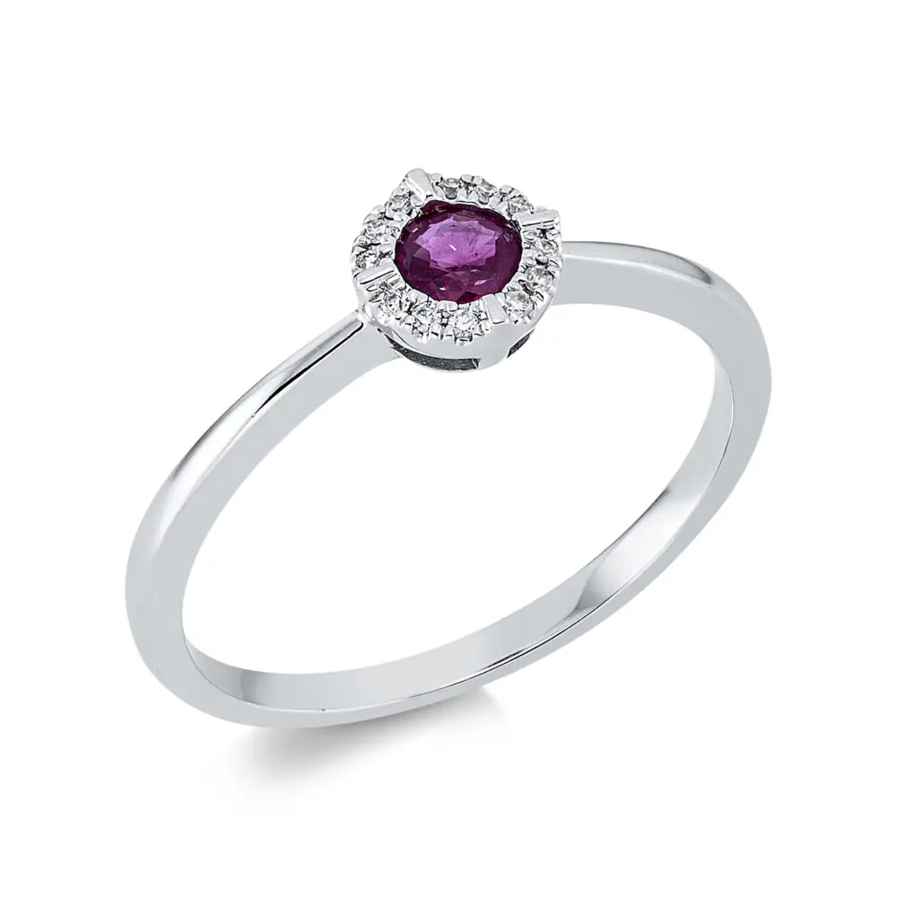 Ring White Gold with Ruby and Brilliant