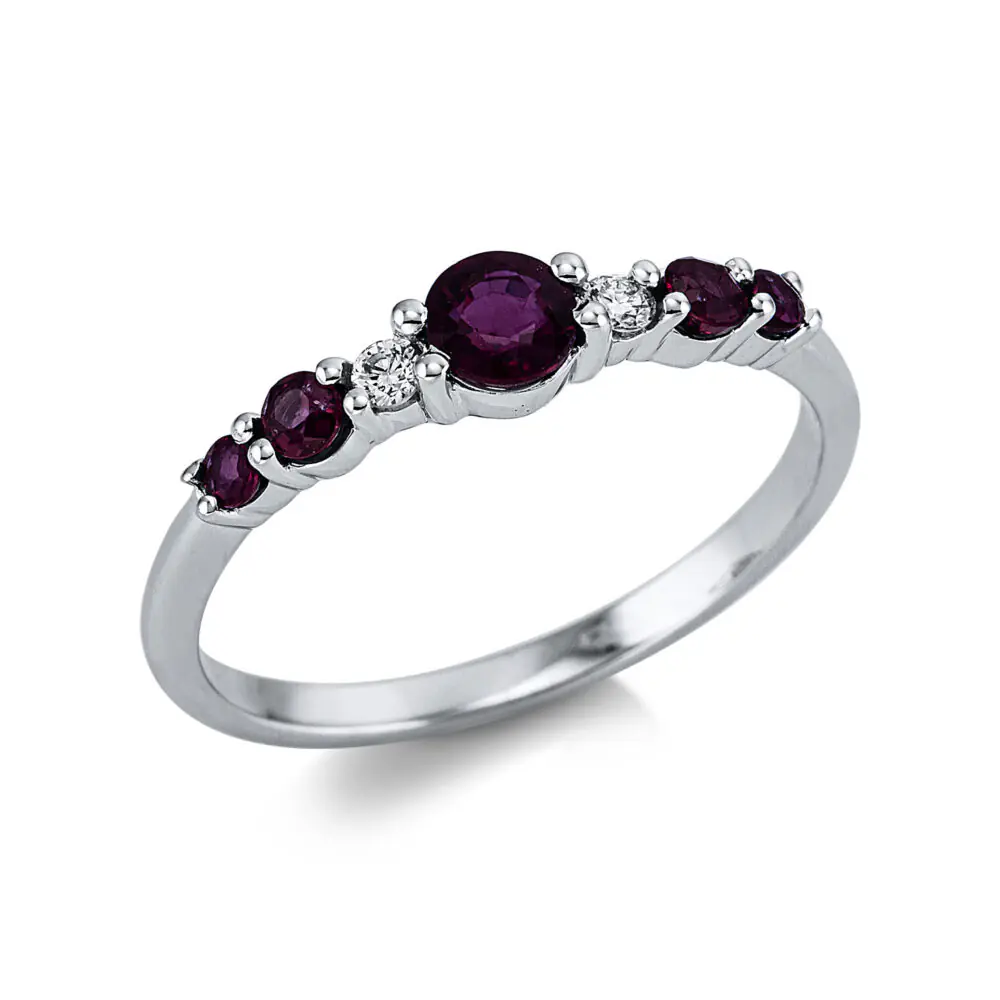 Ring White Gold with Ruby and Brilliant